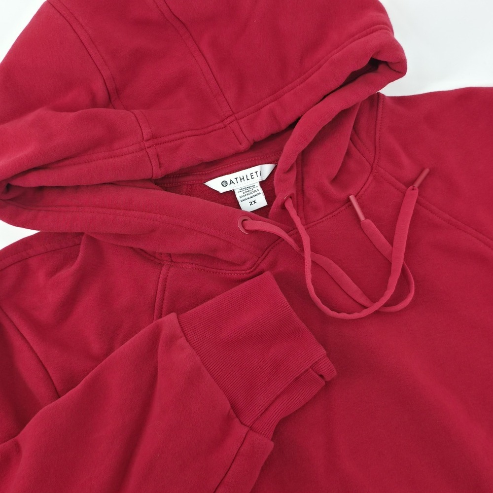 Athleta Retroplush Revive Hoodie Sweatshirt. Womans Sz 2x Clover Red Zip Pockets